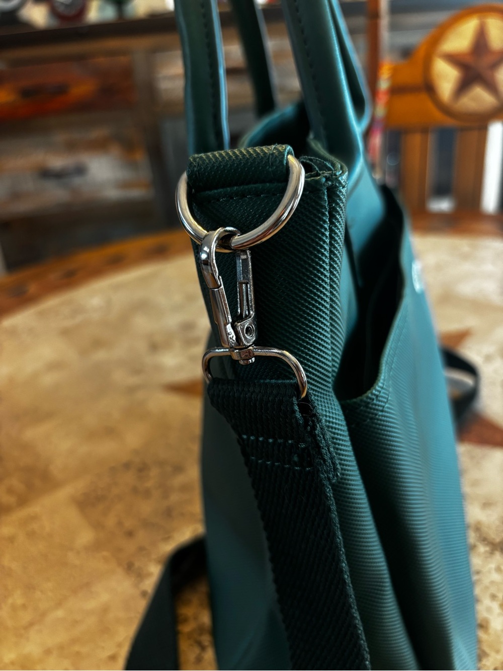 Lacoste Green Chantaco Tote Crossbody Bag Croc Logo Detachable Strap - Picture 10 of 14